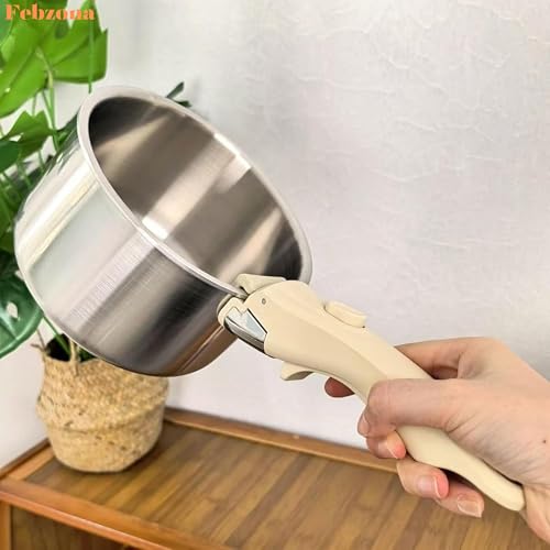 Image of Febzona Universal Pot Handle - Detachable Holder for Cookware, Hot Utensil Vessel Pan Holder - White