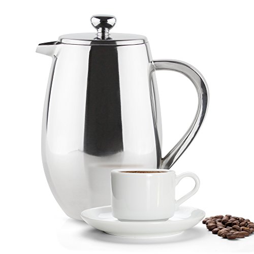 Café Olé BFD Cafetière, doppelwandiger Körper aus Edelstahl 18/10 und Siebfilter, satinierte Oberfläche… – Ansicht 6