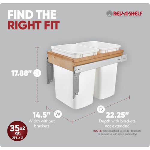 Contenedor de basura doble de 35 Qt bajo gabinete blanco miniatura 3