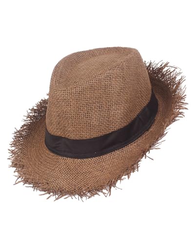 TPZORJX 1 Sonnenhut, 1 Gärtnerstrohhut, 1 gewebter Stroh-Sommerhut für Damen und Herren mit Einfassung, 1 Sonnenhut für Damen und Herren, 1 Strandhut, 1 Hawaii-Strohhut, ideal für Strandurlaube