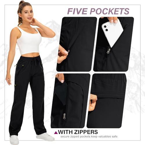 Image of Q - RIOUS Women's Parachute Pants Quick Dry Lightweight Safari Pants Zipper Pockets