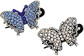 2 Pcs Hair Claw Clip Delicate Rhinestone Hair Claw Fashion Three Dimensional Butterfly Shaped Hair Accessories for Women Ladies Girls
