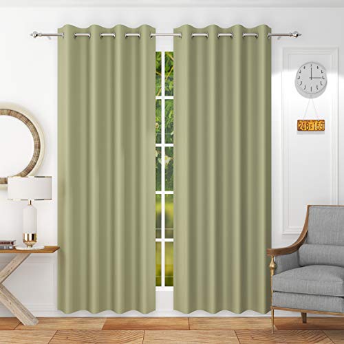 Image of Premium Blackout Solid Curtain for Home 100% Opaque Curtains for Window 6 Feet,Pack of 3,Olive Green