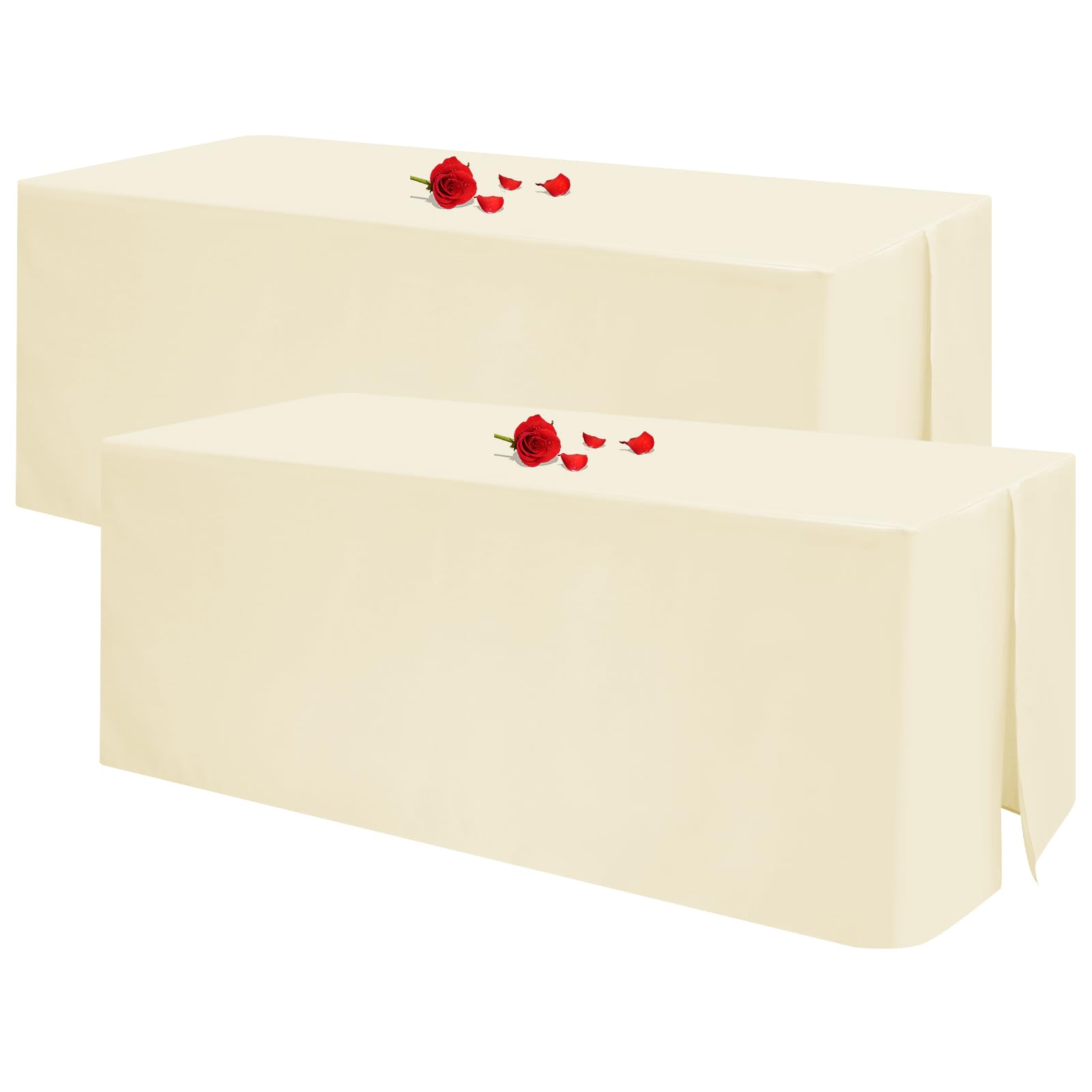 Nappe pour réception et mariage beige lot de 2 nappe buffet table pliante 1m80