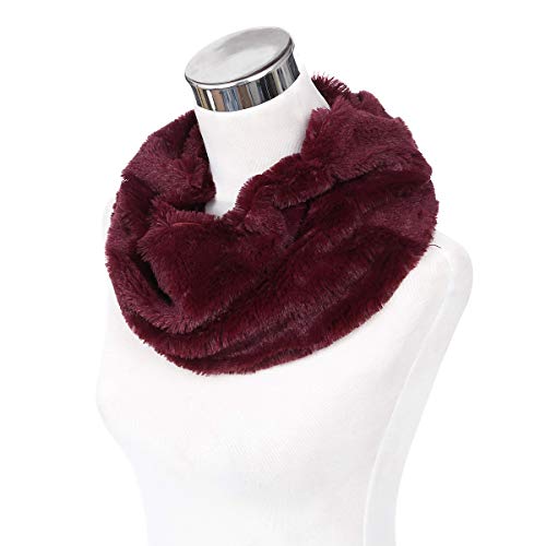 Premium Soft Small Faux Fur Solid Color Warm Infinity Circle Scarf - Diff Colors3