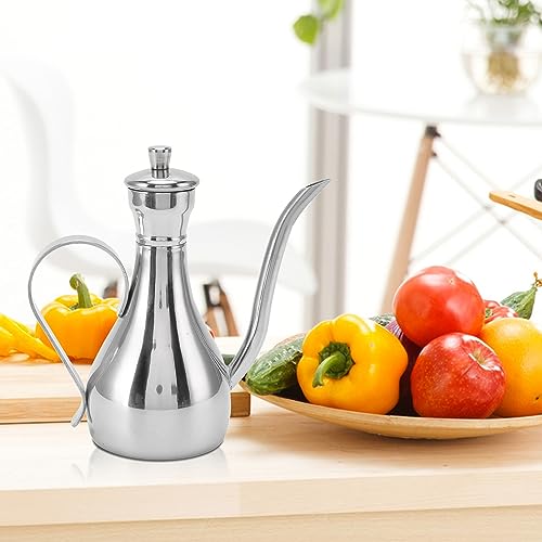Tomotato 350ml/11.8oz Stainless Steel Oil Dispenser Bottle, Drip-Free Spout Cooking Oil Pot for Home & Restaurant Salad Dressing - Image 3