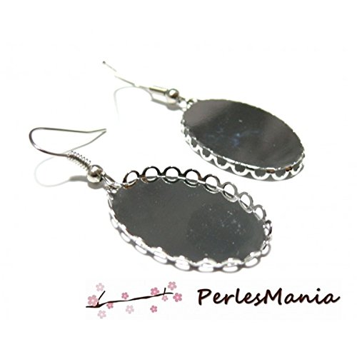 BN1127417 Pax 10 Boucles d'oreille - Crochet - Vague - 13 par 18mm - Laiton Coloris Argent Platine Cover