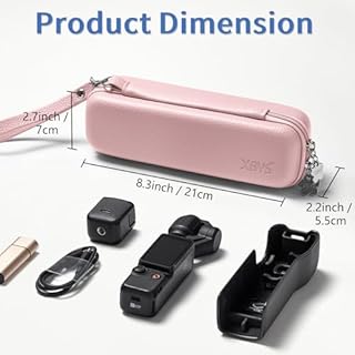 Linpr Étui de Transport pour DJI Osmo Pocket 3, Case de Protection Rigide pour Caméra, Sac de Rangement de Voyage pour Pocket 3 et Accessoires, Sac pour Appareil Photo avec Fermeture éclair (Rose)