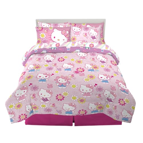 Image of Hello Kitty Kids Bedding Super Soft Comforter and Sheet Set with Sham, 7 Piece Queen Size, (Officially Licensed Product) By Franco