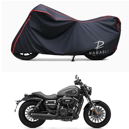 Image of Waterproof Bike Body Cover Compatible for | Keeway V302C Glossy BS6 | Taffeta Fabric, Red Piping Design, Bottom Elastic Fit | Dustproof, Sun UV & Rain Protection for All Bikes