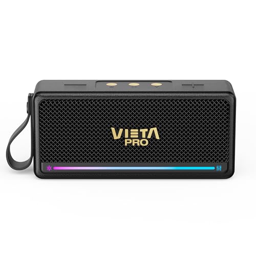 Vieta Pro Altavoz Portátil Bluetooth 5.3 Vintage con 10H de Batería, TWS, IPX7, USB y True Wireless. Altavoces Negros Inalámbrico Retro | Orpheo