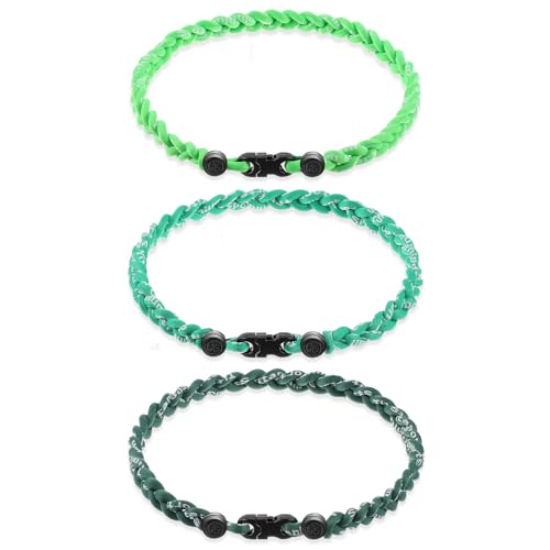 Junkin 3 Pcs Baseball Necklaces, Green Color