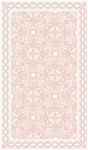 DobleUve Estudio Alfombra Vinílica Hidráulica Adana | Color Rosa | 47x80 cm | Alfombra Cocina Lavable Antideslizante |...