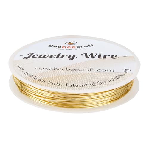 Beebeecraft 20 Gauge/0.8mm Metal Jewelry Wire Real 14K Gold Plated Brass Copper Craft Wire for Jewelry Making Supplies 49 Feet/15m