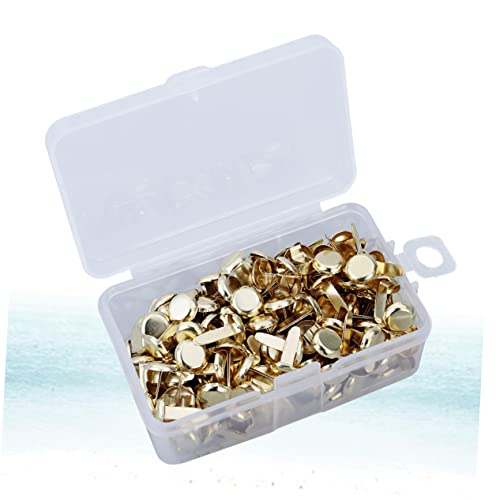 HOODANCOS Office Brads 200pcs Metal Paper Fasteners Electroplated Round Brads with Storage Box
