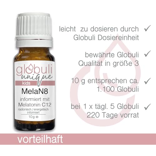 MelaN8 Melatonin Streukügelchen · globuli unique · hormonfreie & sanfte Hilfe bei einschlafen, durchschlafen, innere Ruhe, erholsamer Schlaf · 10 g ca. 1100 St.