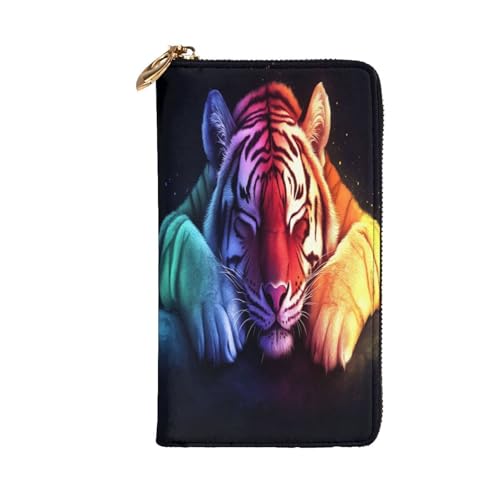The Colorful Tiger Premium Leather Wallet with Metal Zipper, Multiple Card Slots Cash Pockets, ideal Gift for Her or Him2