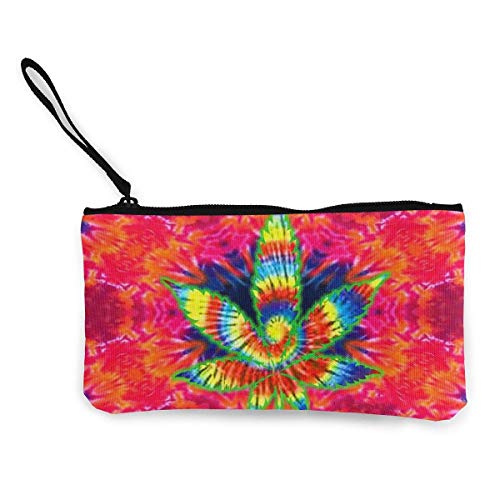 Preisvergleich Produktbild Trippy Pot Leaf Marihuana Weed Kosmetiktasche Polyester Kleingeldbeutel mit Reißverschluss Reise Kulturtasche