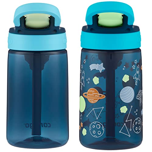 Image of Contigo Kids Water Bottle with Redesigned AUTOSPOUT Straw 14oz .Blueberry and Blue Raspberry & Blueberry and Blue Raspberry with Cosmos (Pack of 8)