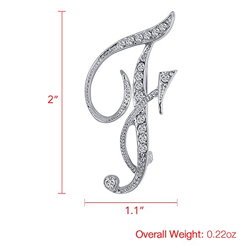 image for LiaSun 26 Letters Brooches Silver Plated Metal Broaches Pins-Clear Cry