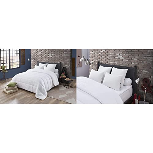 DODO Couette Noblesse - Chaude - 240 x 260 cm & Oreiller MAXICONFORT Thermolite Ultra - Moelleux - 60 x 60 cm, Blanc