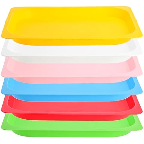 Elsjoy Set of 6 Colourful Plastic Trays Cover