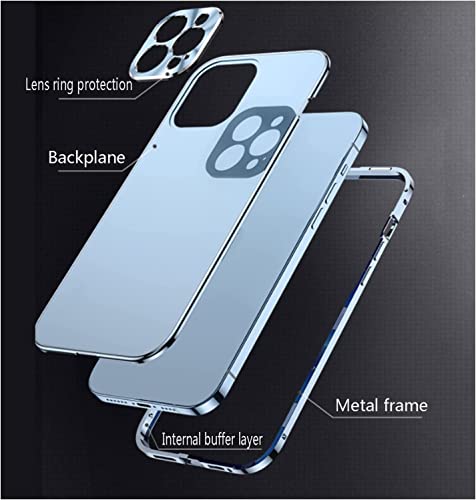 Funda iPhone 13 Pro Max metálica con imán integrado y parachoques rígido oro 3