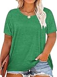 Plus Size Summer T Shirts Women Tops Short Sleeve Round Neck Casual Loose Fit Tee Tshirts Tunic 2X Kelly Green