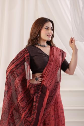 Image of TAMAIRA FASHION Mulmul Pure Cotton Saree For Woman Warli Printed|Office Wear Daily Wear Sarees For Women Without Blouse Piece(Available in 19 Colours)