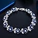 Dark Blue CZ Flower Leaf Tennis Chain Link Bracelet Fashion Silver Plated Gift