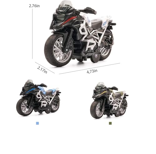 Image of FEXXA Police Motorcycle Toy - Pull Back Motorcycle Toys, Tiny Gift with Music Lighting, Latte Motorcycles Toy for Kids Boys Age 3-8 Year Old [NEW] (TOURTER Bike -Green)