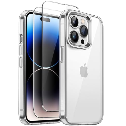 JETech 3 in 1 Hülle für iPhone 14 Pro Max 6,7 Zoll mit 2 Stück Gehärtetes Glas Schutzfolie, Nicht Vergilbende Stoßfest S...