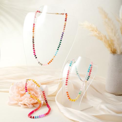 3 Pcs Boho Bead Chokers - Colorful Rainbow Beaded Gemstone Necklaces for Women Natural Stone Necklaces for Summer Beach Jewelry Gift2