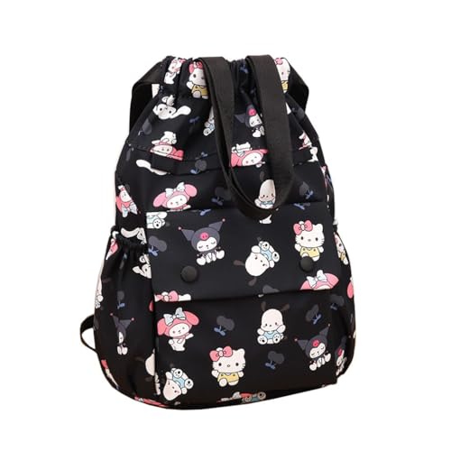 17L Cartoon Drawstring Backpack for Women Men All Over Print Sports Gym Bag Cute Puppy Bunny Kitty Drawstring Cinch Bags Large String Backpack Nylon Sackpack L