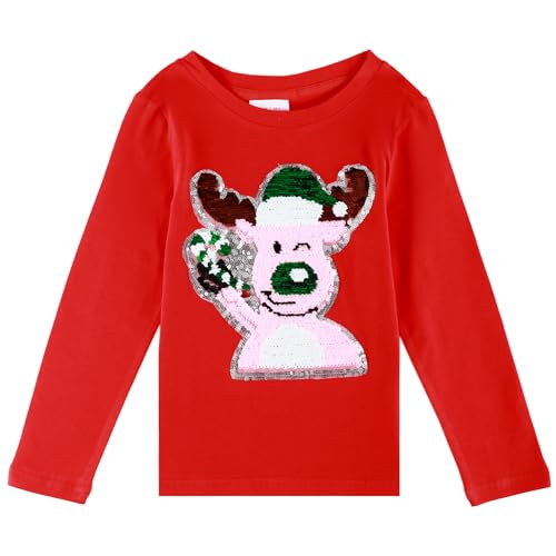 Image of Christmas Shirts for Girls and Boys Flip Sequin Santa Christmas Tree Kids T-Shirt Clothing