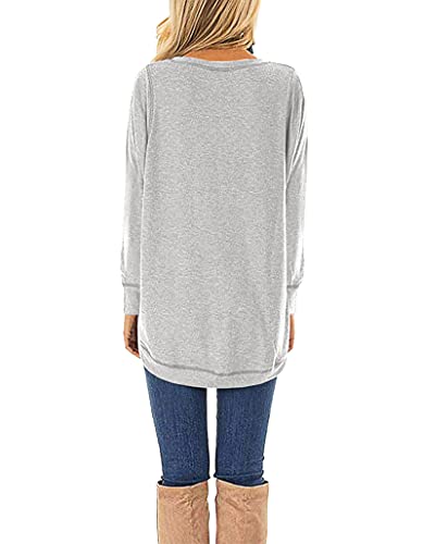 HIYIYEZI Fall Tops for Women Long Sleeve Side Split Casual Loose Tunic Top - Image 3