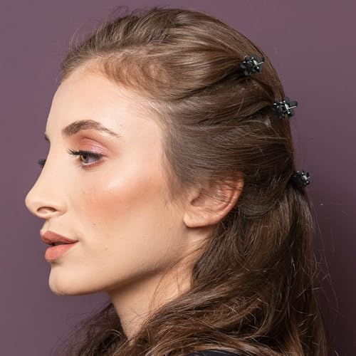ADRIONE Mini Flower Hair Clips Pack for Women - 100 Creaseless Styling Claw Clips for Bangs and Tiny Hair Styling