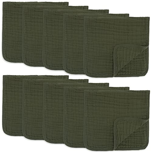 Image of Comfy Cubs Muslin Burp Cloths Large 100% Cotton Hand Washcloths for Babies, Baby Essentials 6 Layers Extra Absorbent and Soft Boys & Girls Baby Rags for Newborn Registry (Kelp 10-Pack, 20" X10")