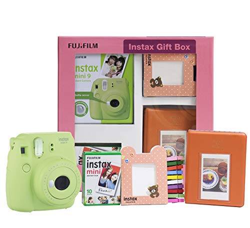 Fujifilm Instax Mini 9 Instant Camera (Lime Green) Gift Box with 10 Shots
