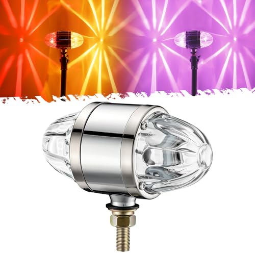 Image of Partsam 1x Glass Watermelon LED Light Dual Revolution Double-Face Amber Red Light-Purple Turn Signal Marker Auxiliary Lamp, Zinc Alloy Housing Clear Lens Post Mount for Trucks Trailers, 10-30V