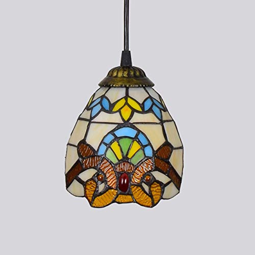 Petite lampe suspendue baroque style Tiffany pour une ambiance douce de chambre