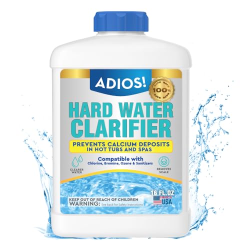 ADIOS! Hot Tub Hard Water Calcium Remover with Scale and Stain Clarifier, Soften Treat and Reduce Spa Deposits - 16oz (Pint)