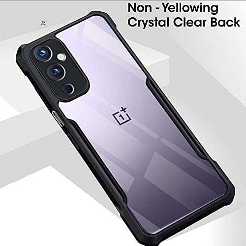 Image of WOW IMAGINE Shockproof Crystal Clear Back Cover Case for OnePlus 9 5G | 1+9 5G (Hard | Hybrid PC + TPU | Full Armour Device & Camera Protection | Black)