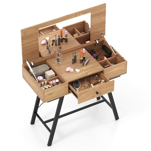 COSTWAY Tocador de Maquillaje con Estación