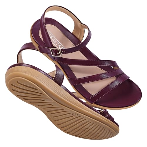 Image of Flat Sandals for Women Dressy - Comfortable Summer Strappy Sandal | Dress Comfy Walking Ankle Strap Open Toe Casual Womens Sandal - Arch Support Cushioned Wedding Shoes for All-Day Comfort