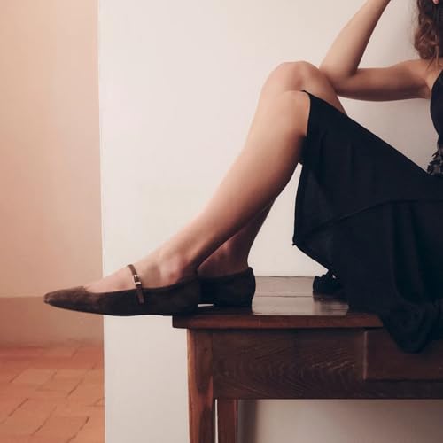Suede Ballet Flats for Women with Buckle Strap Suqare Toe Slip on Mary Jane Flats Shoes Comfortable Flats Shoes2