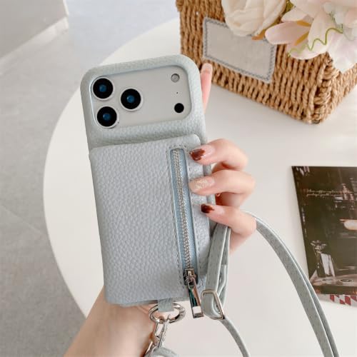 HJZSZX For iPhone17 Pro�p�N���X�{�f�B�W�b�p�[�E�H���b�g�J�[�h�z���_�[�t���X�}�z�P�[�X���U�[�ی�J�o�[�iFor iPhone17 Pro�p/�u���[�O���[�j