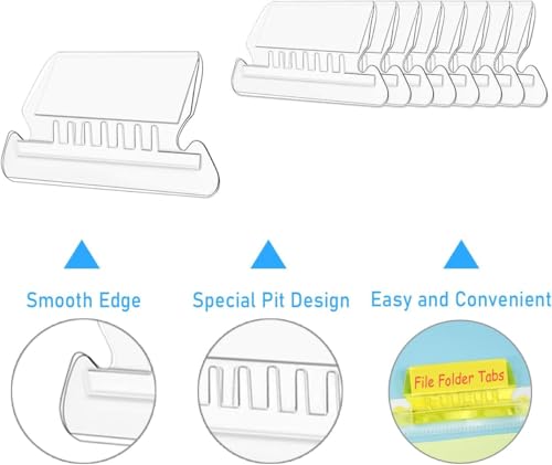 Abas de pasta de arquivo, abas de plástico inseríveis, abas de pasta suspensa, 100 peças de abas de