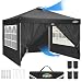 Produktbild COBIZI Pavillon 3x3, UV-Schutz 50+ Faltpavillon 3x3 Wasserdicht Stabil Winterfest mit 4 Seitenteilen und 4 Sandsäcke,Pop up Pavillion Klappbar 3x3m Pavillon für Camping,Strand,Familientreffen(Schwarz)
