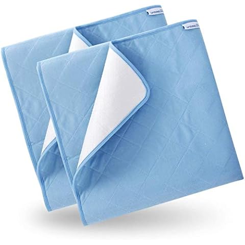Waterproof Incontinence Pads 2 Pack, 86x132cm, Washable Slip-Resistant Incontinence Mattress Bed Pad Cover, Reusable Underpad Sheet Protector for Children or Adults, Blue Cover